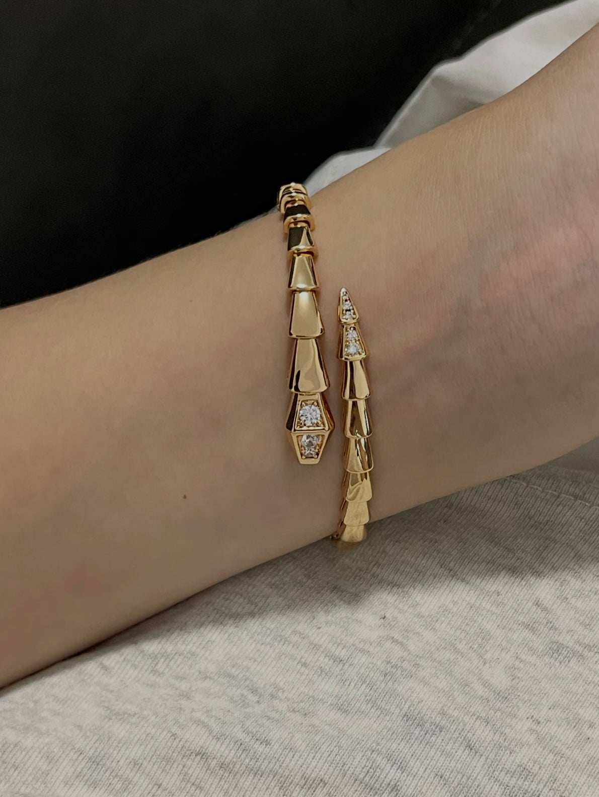 gold brass snake Bangle for women - alternate angle view 9