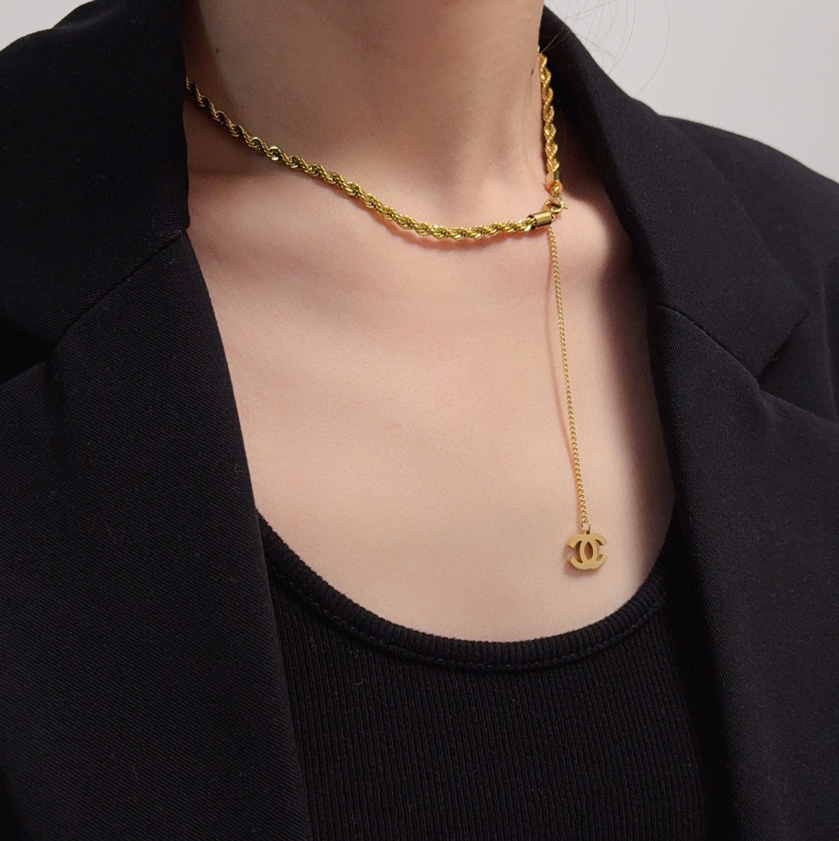 red double c Necklace for women - product detail view