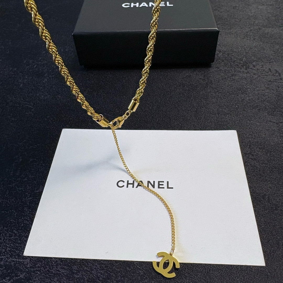 red double c Necklace for women - alternate angle view 4