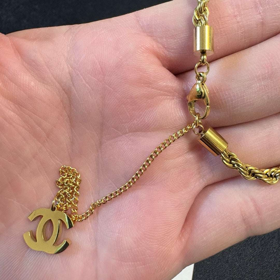 red double c Necklace for women - alternate angle view 6