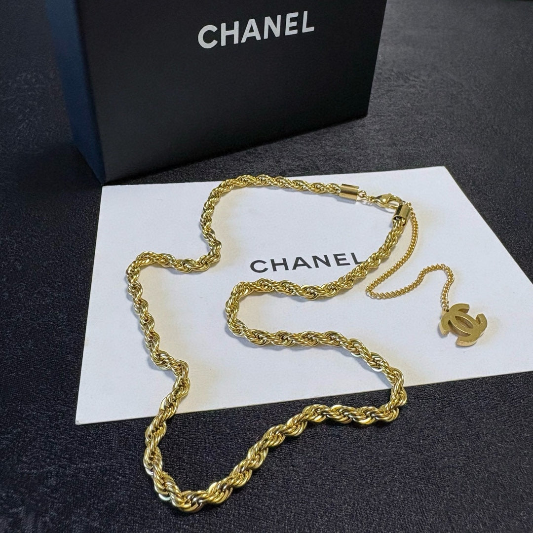 red double c Necklace for women - alternate angle view 3