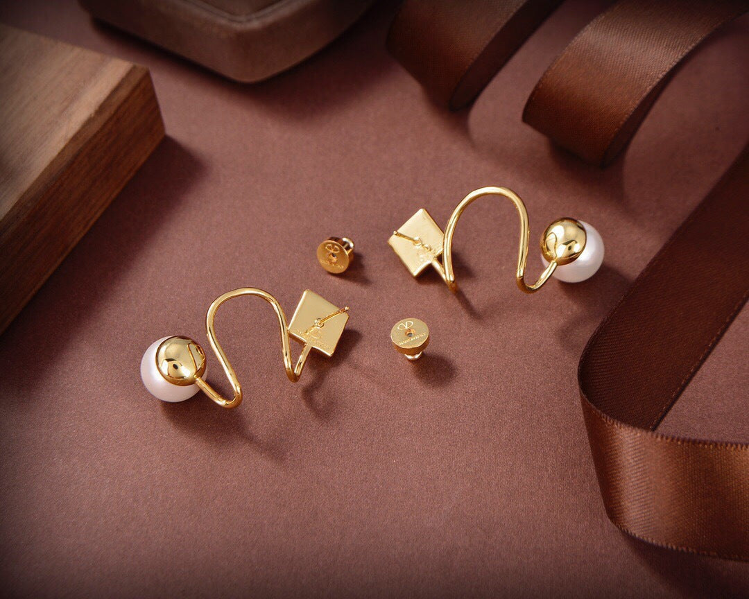 gold minimalist Drop Earrings for women - product detail view