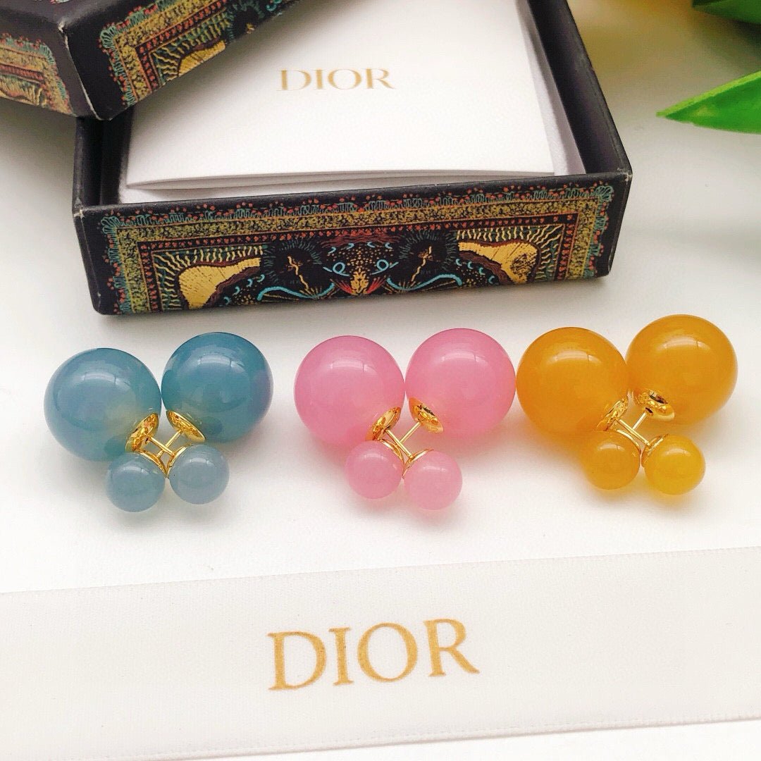 pink brass pearl Stud Earrings for women - alternate angle view 8