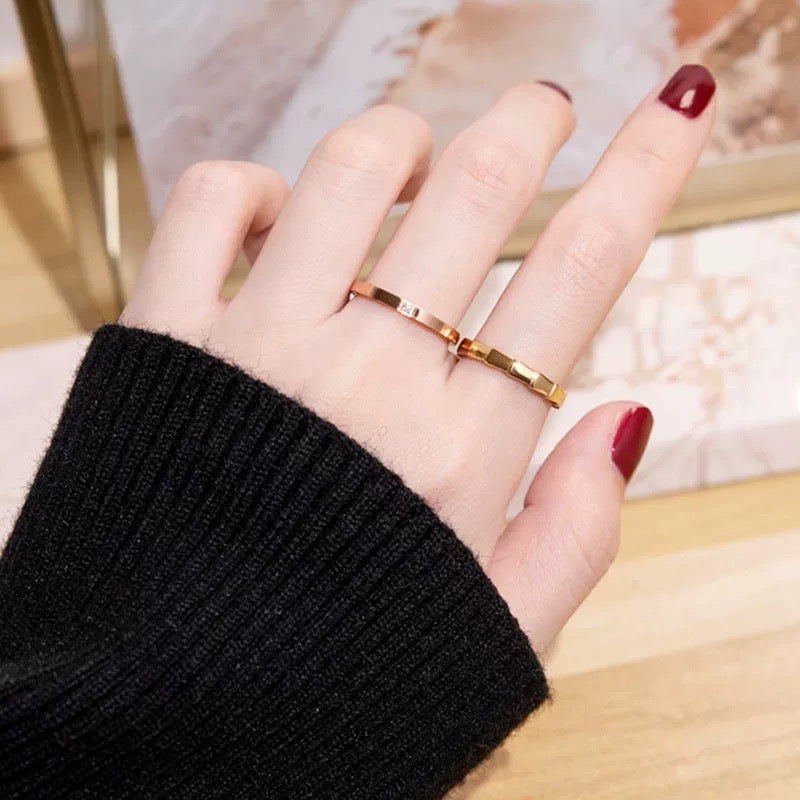 rose gold brass rose Ring for women - alternate angle view 2