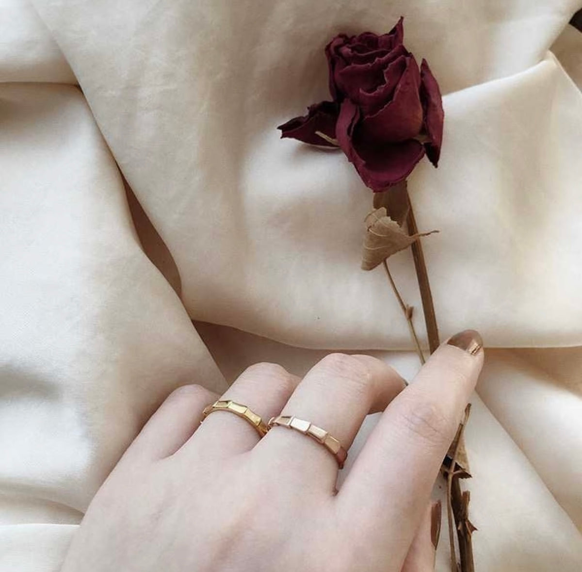 rose gold brass rose Ring for women - alternate angle view 7