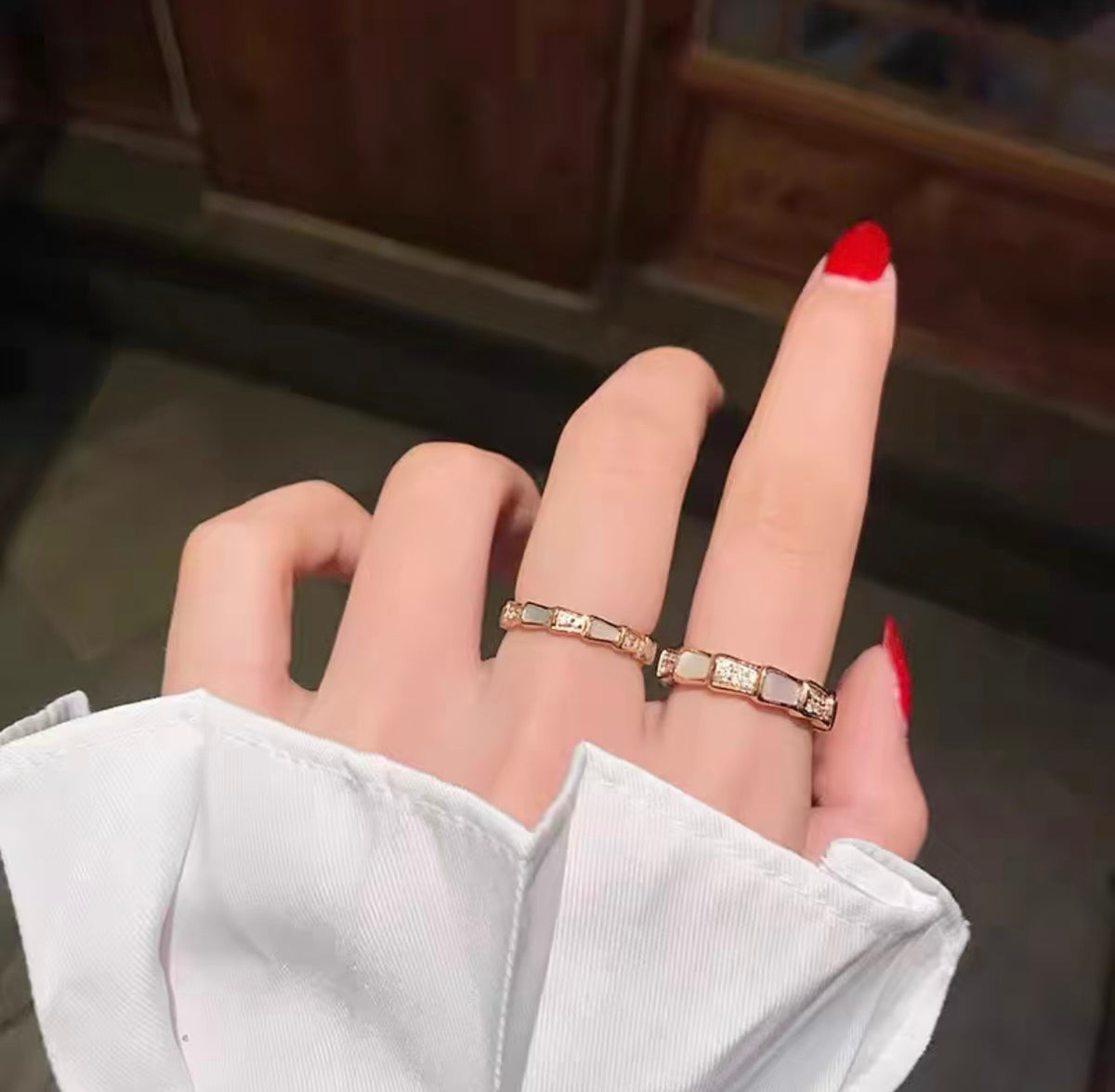 rose gold brass rose Ring for women - alternate angle view 7