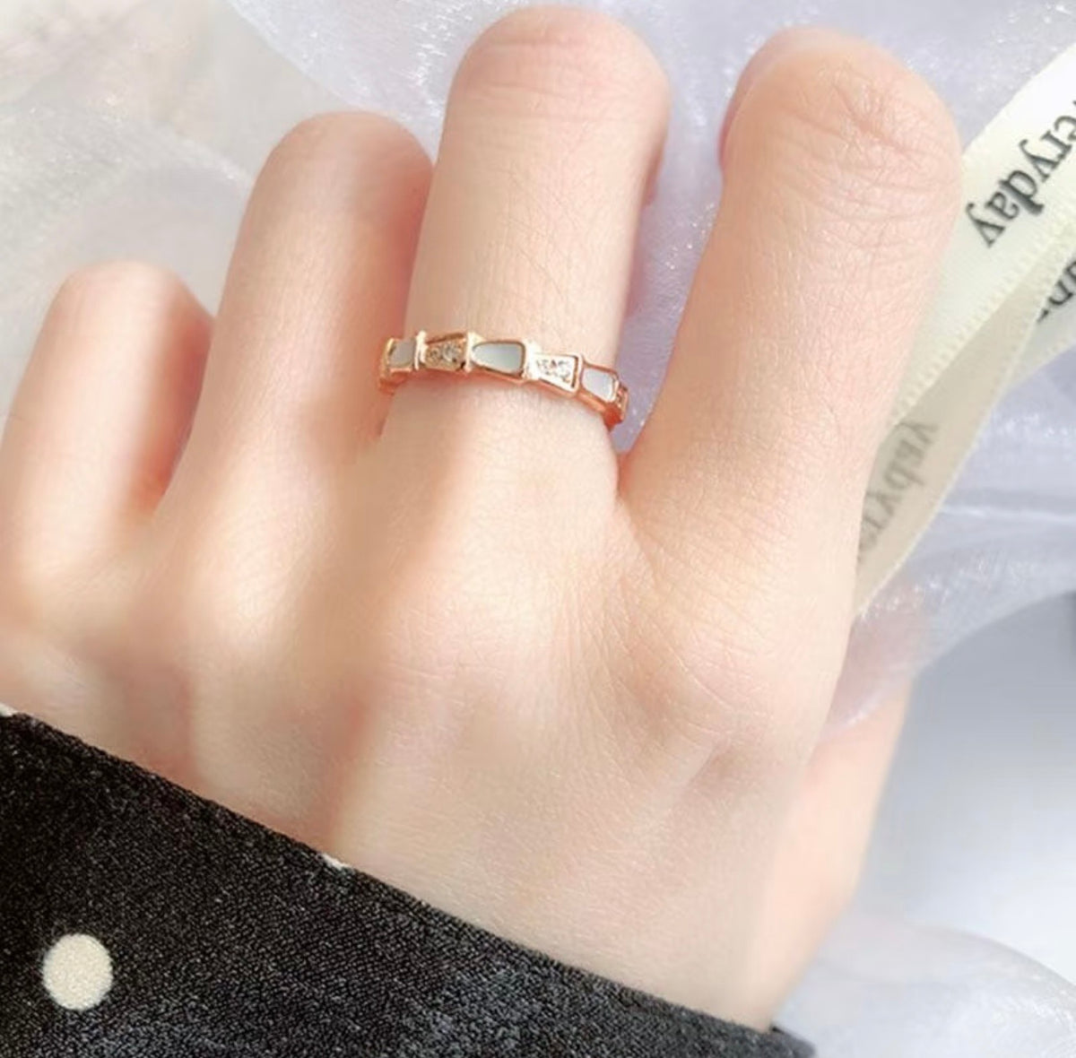 rose gold brass rose Ring for women - alternate angle view 9