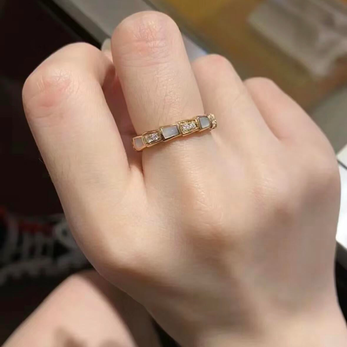 rose gold brass rose Ring for women - alternate angle view 3