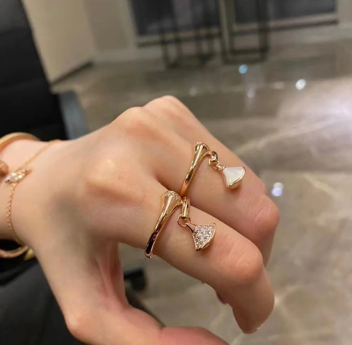 rose gold brass rose Ring for women - alternate angle view 14