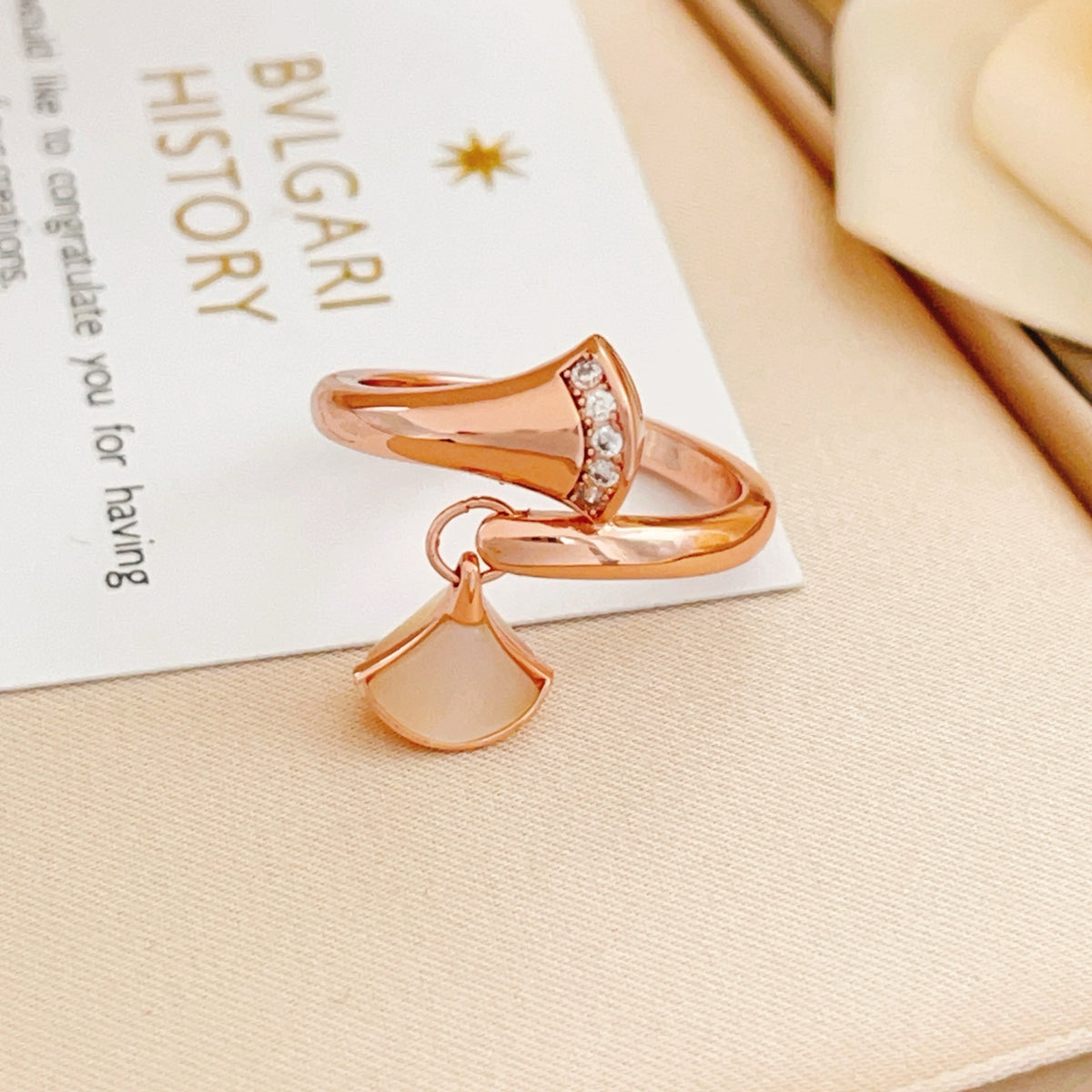 rose gold brass rose Ring for women - product detail view