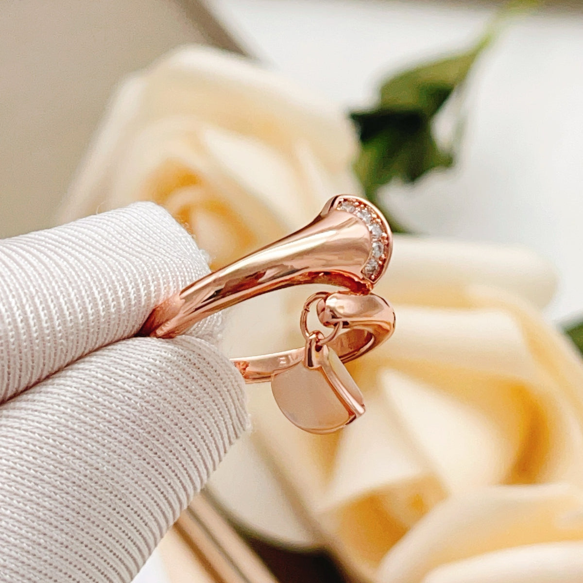 rose gold brass rose Ring for women - alternate angle view 6