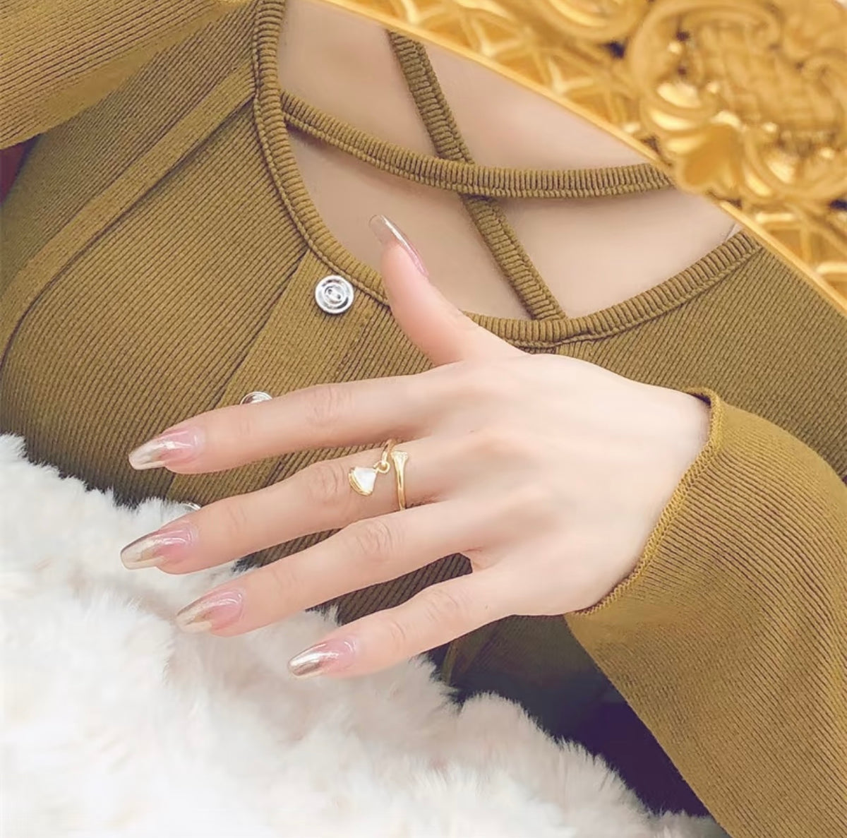 rose gold brass rose Ring for women - alternate angle view 8