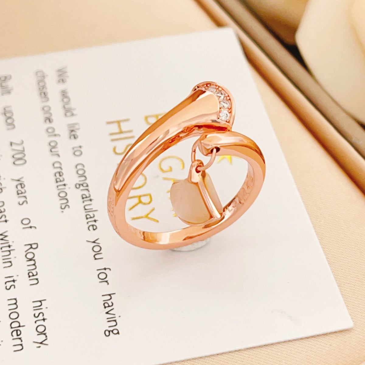 rose gold brass rose Ring for women - alternate angle view 5