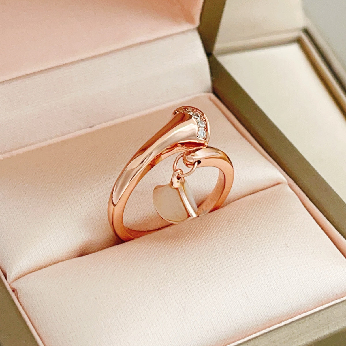rose gold brass rose Ring for women - alternate angle view 4