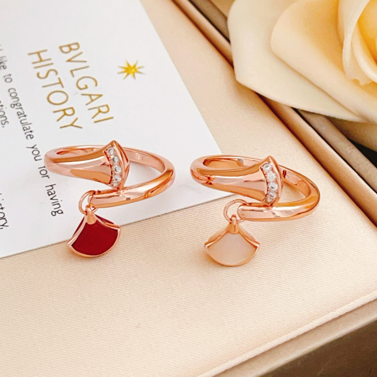 rose gold brass rose Ring for women - alternate angle view 2