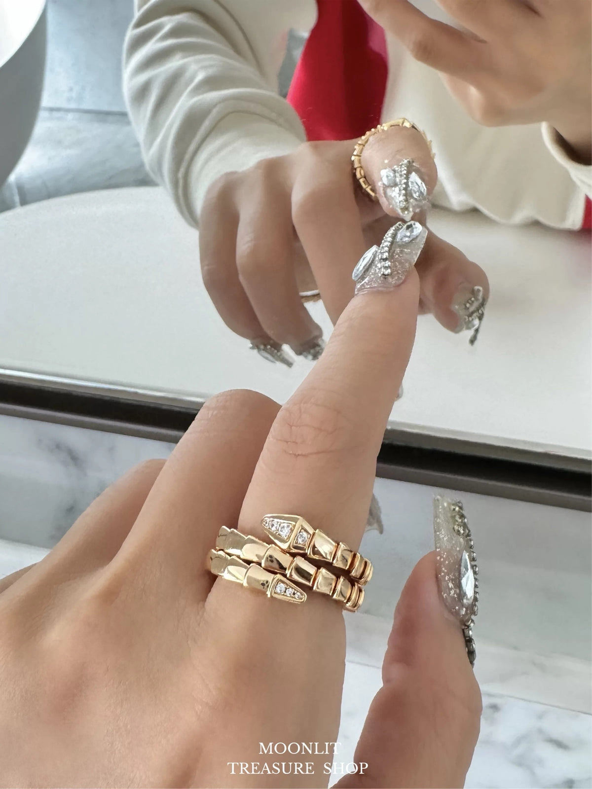 silver brass luxury Ring for women - alternate angle view 11