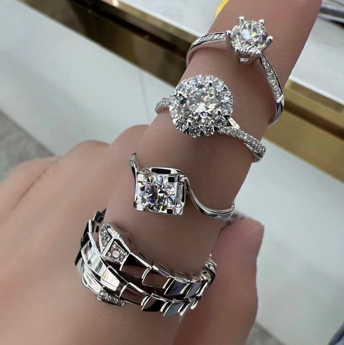 silver brass luxury Ring for women - alternate angle view 7