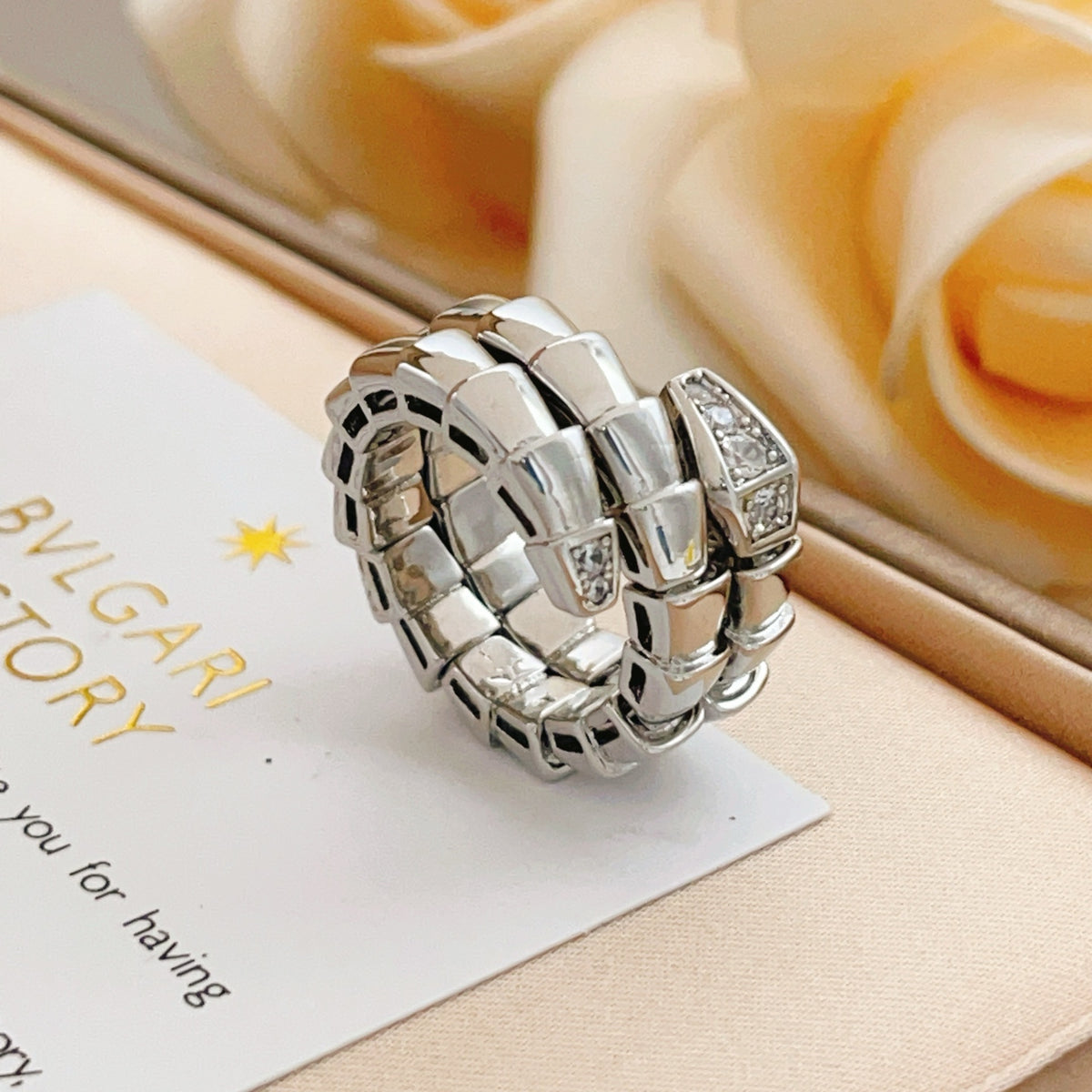 silver brass luxury Ring for women - alternate angle view 5