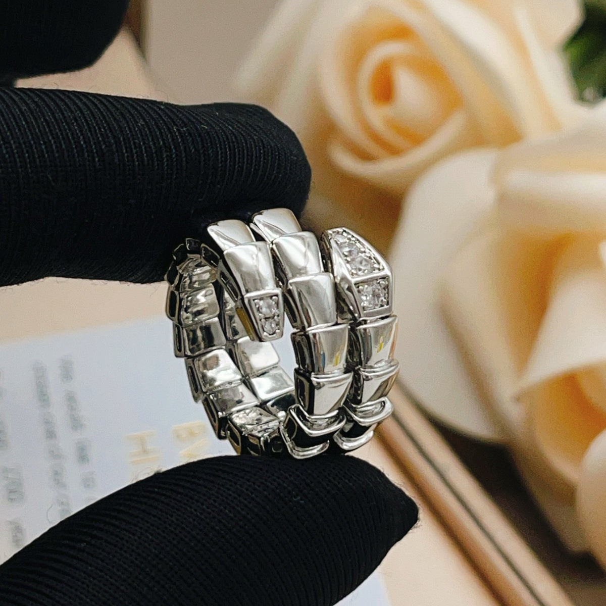 silver brass luxury Ring for women - alternate angle view 4