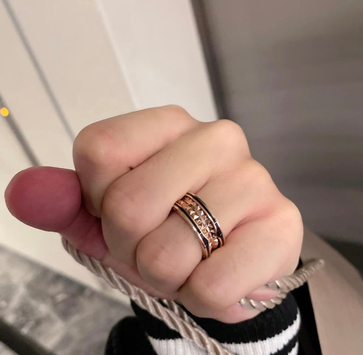 rose gold brass rose Ring for women - alternate angle view 7
