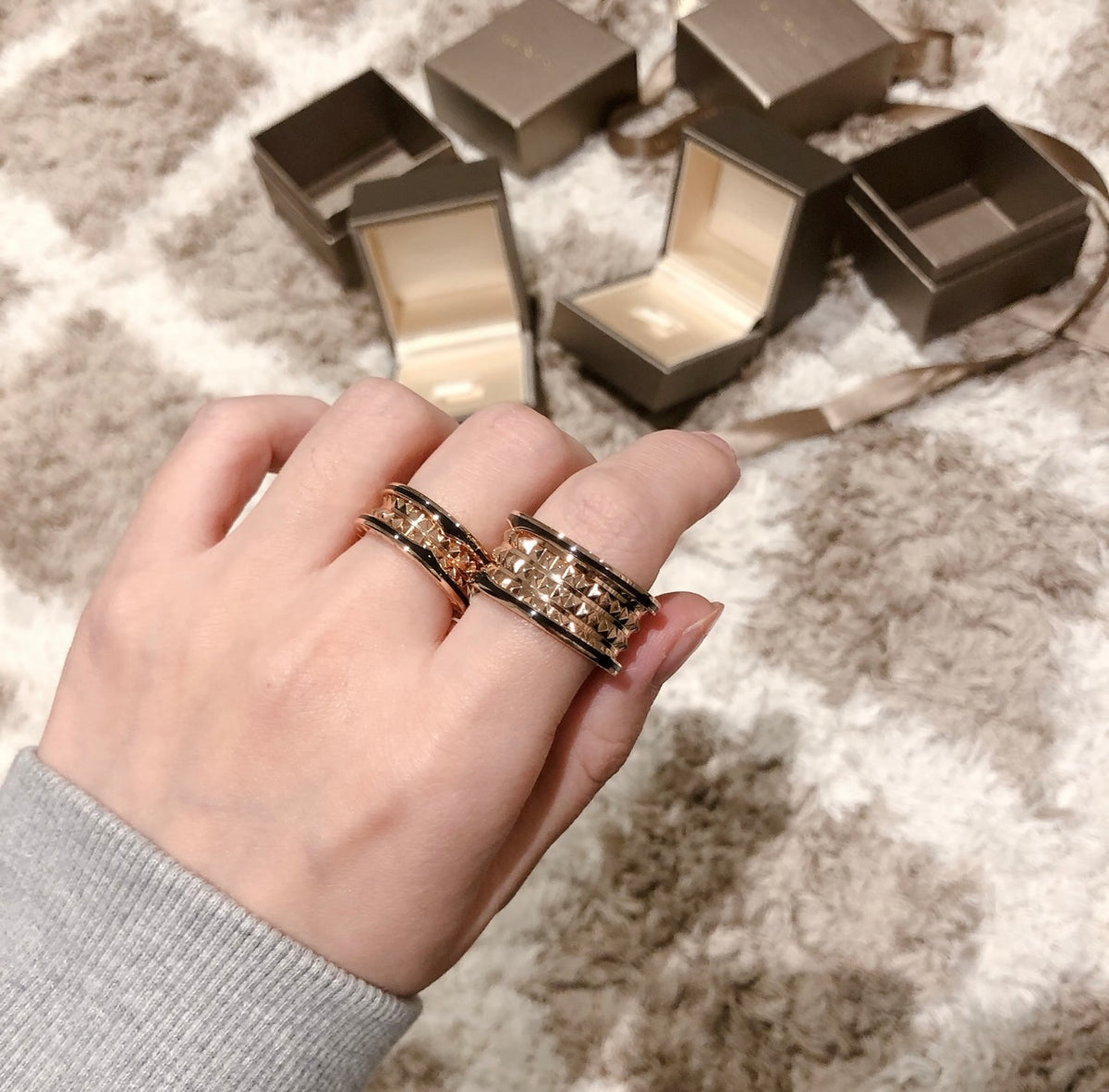 rose gold brass rose Ring for women - alternate angle view 13