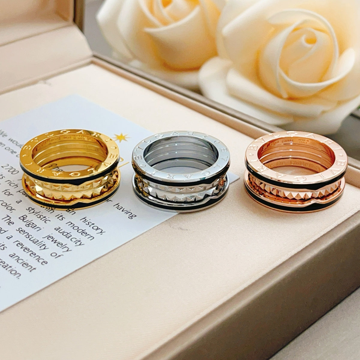 rose gold brass rose Ring for women - product detail view