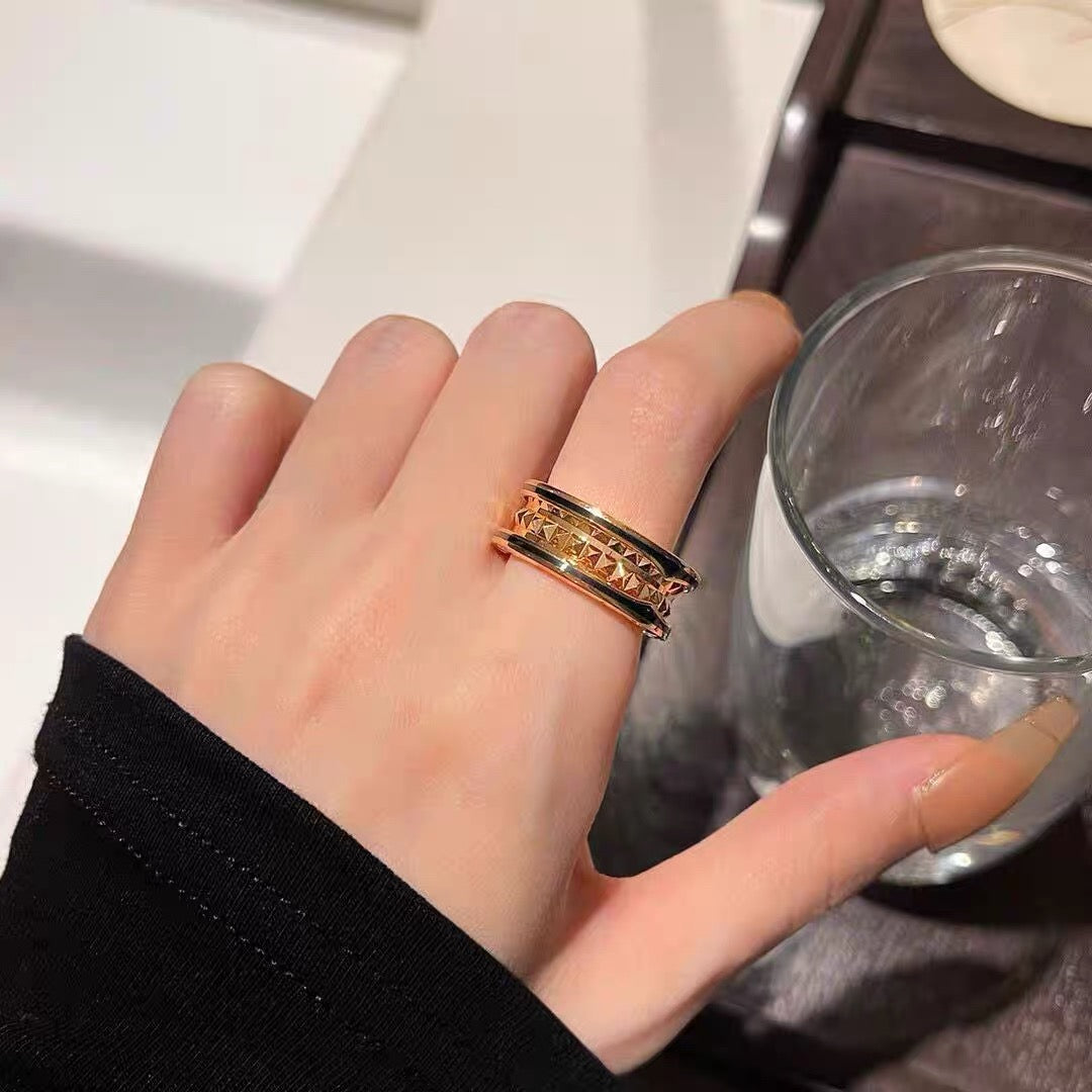 rose gold brass rose Ring for women - alternate angle view 3