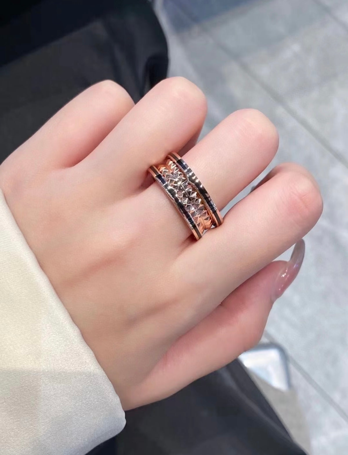 rose gold brass rose Ring for women - alternate angle view 4