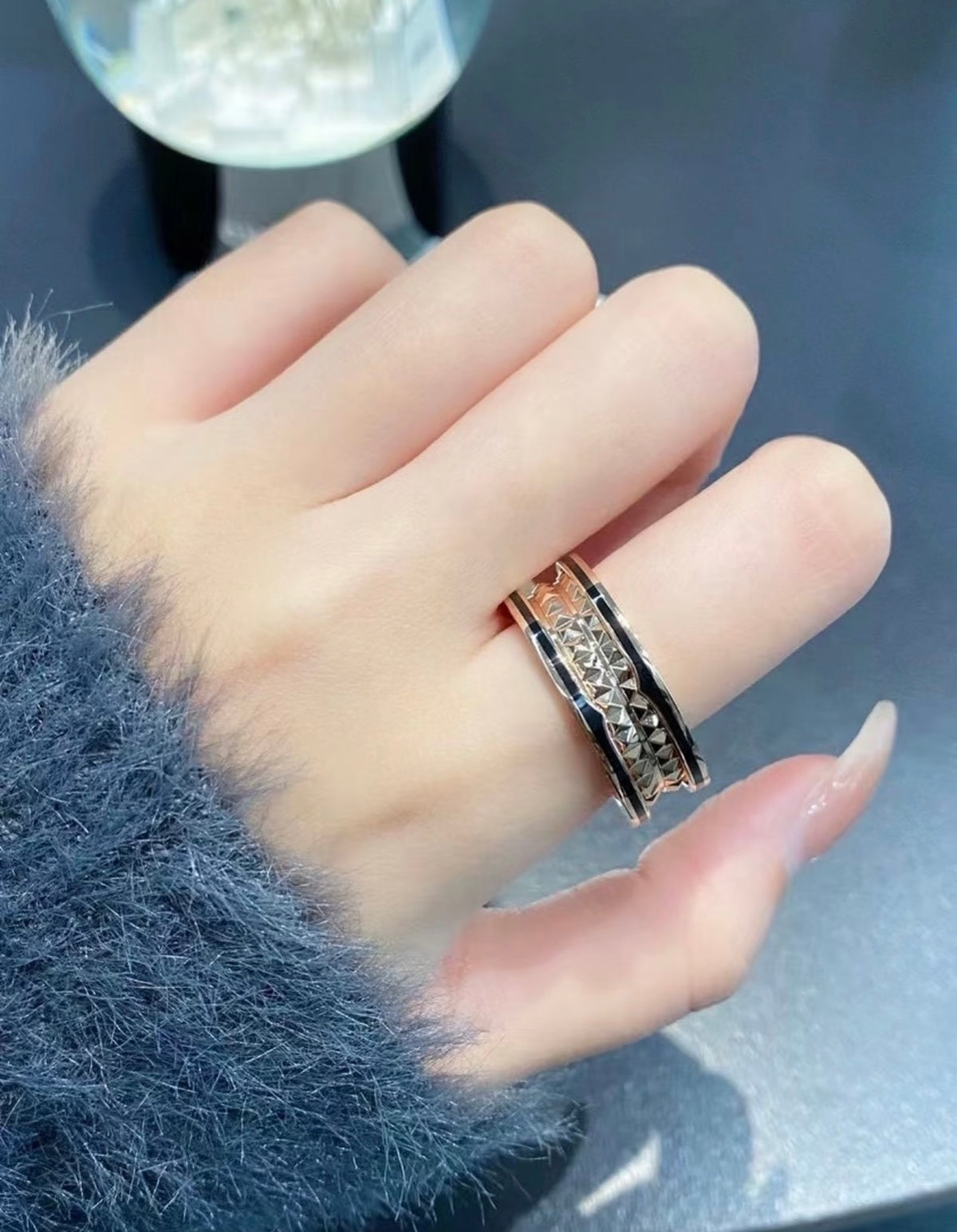 rose gold brass rose Ring for women - alternate angle view 2