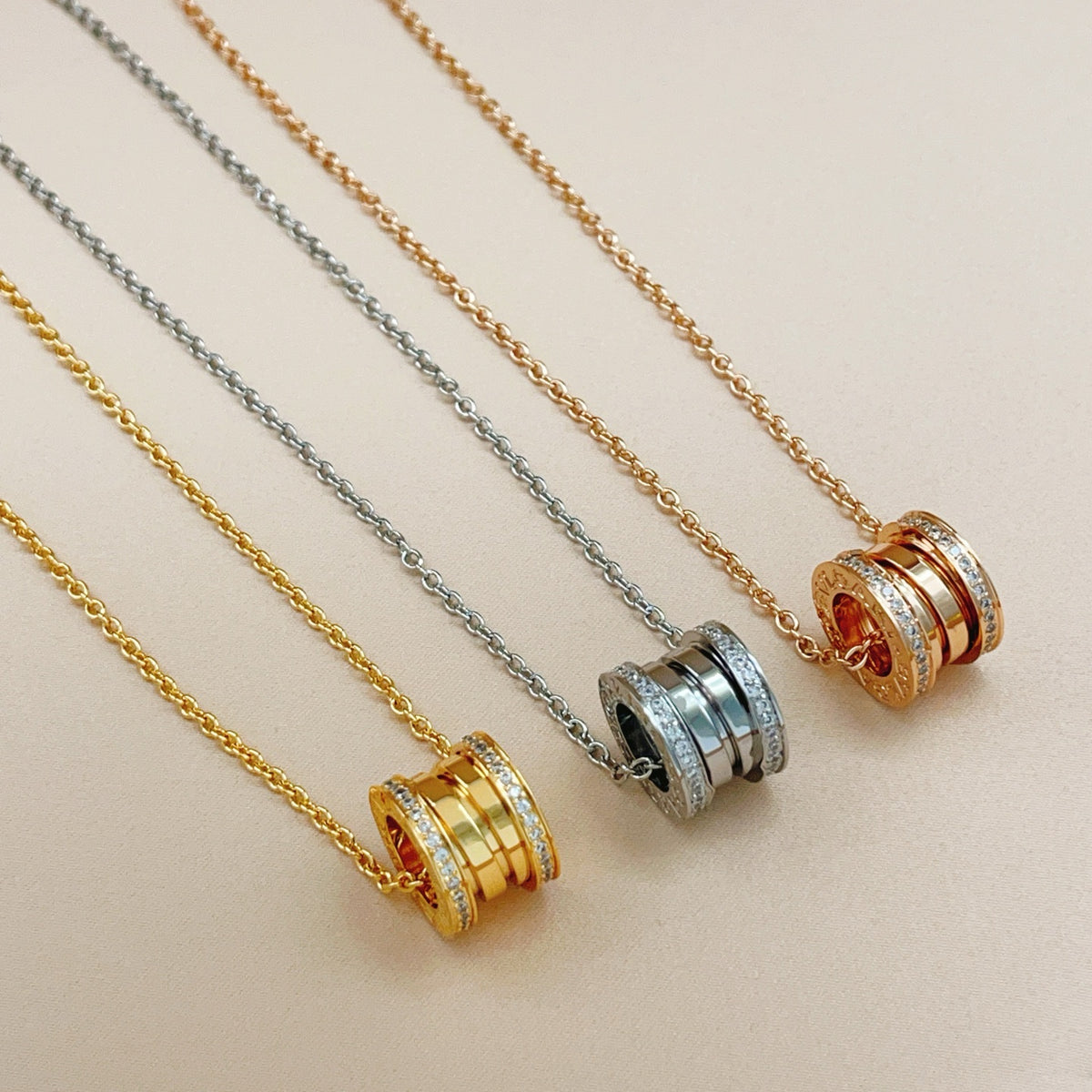 rose gold brass rose Necklace for women - alternate angle view 6