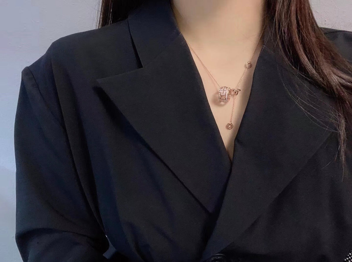 rose gold brass rose Necklace for women - alternate angle view 8