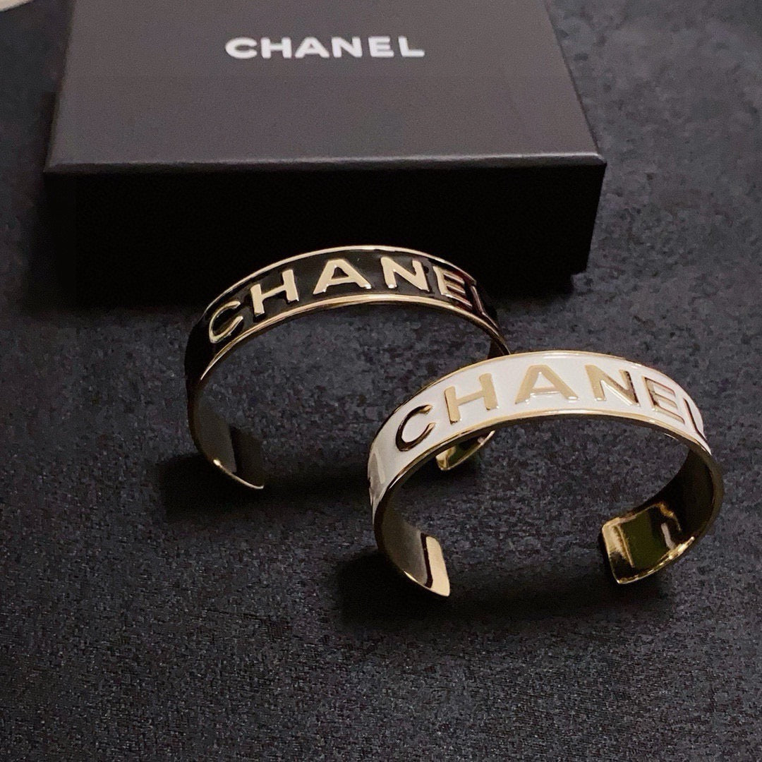 black and white letter Bangle for women - alternate angle view 9