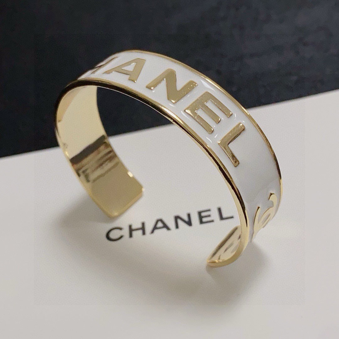 black and white letter Bangle for women - alternate angle view 4