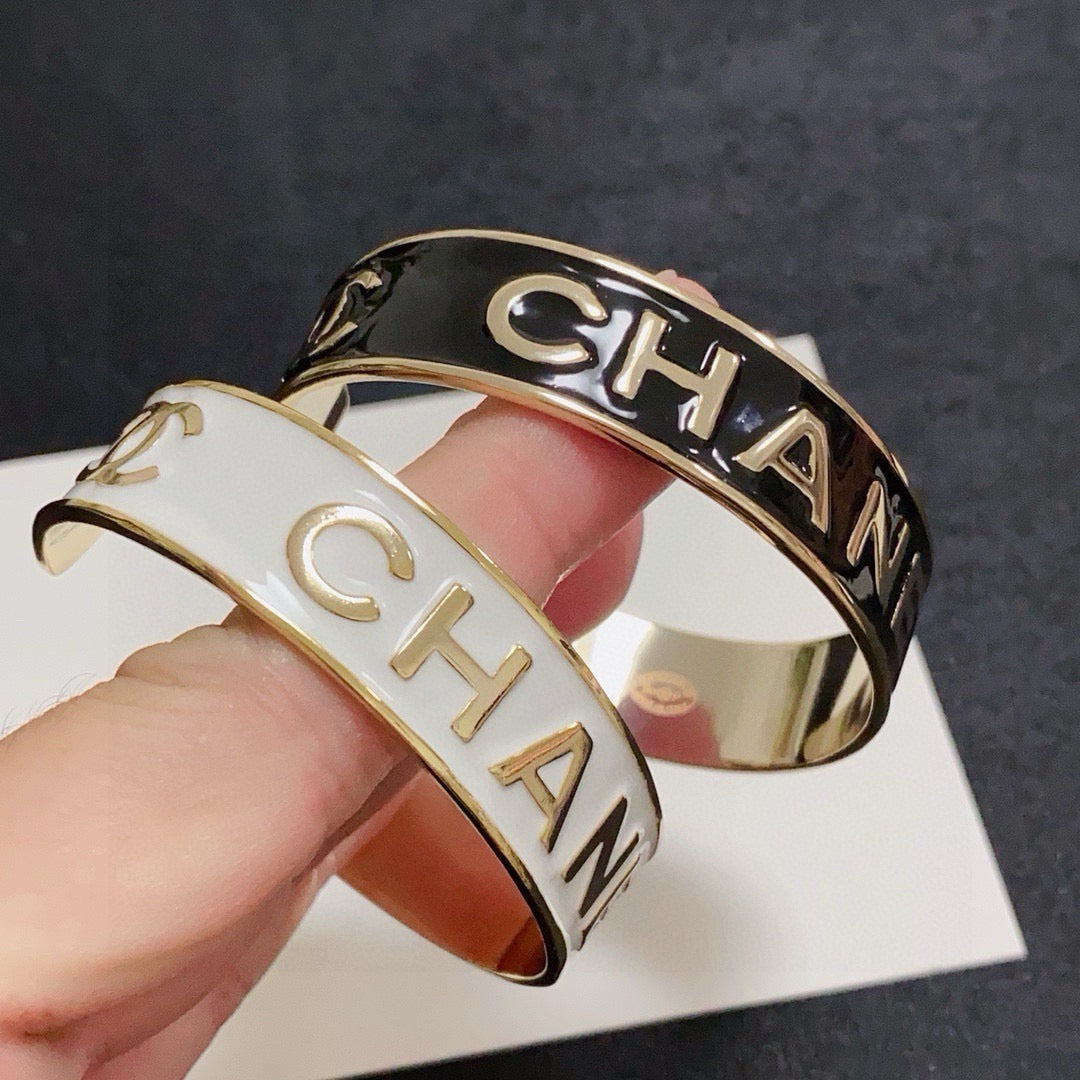 black and white letter Bangle for women - alternate angle view 8