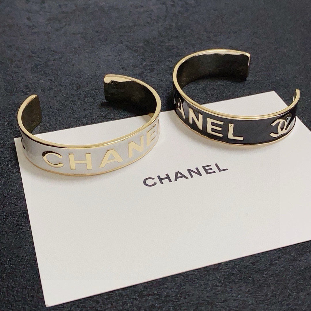 black and white letter Bangle for women - alternate angle view 6