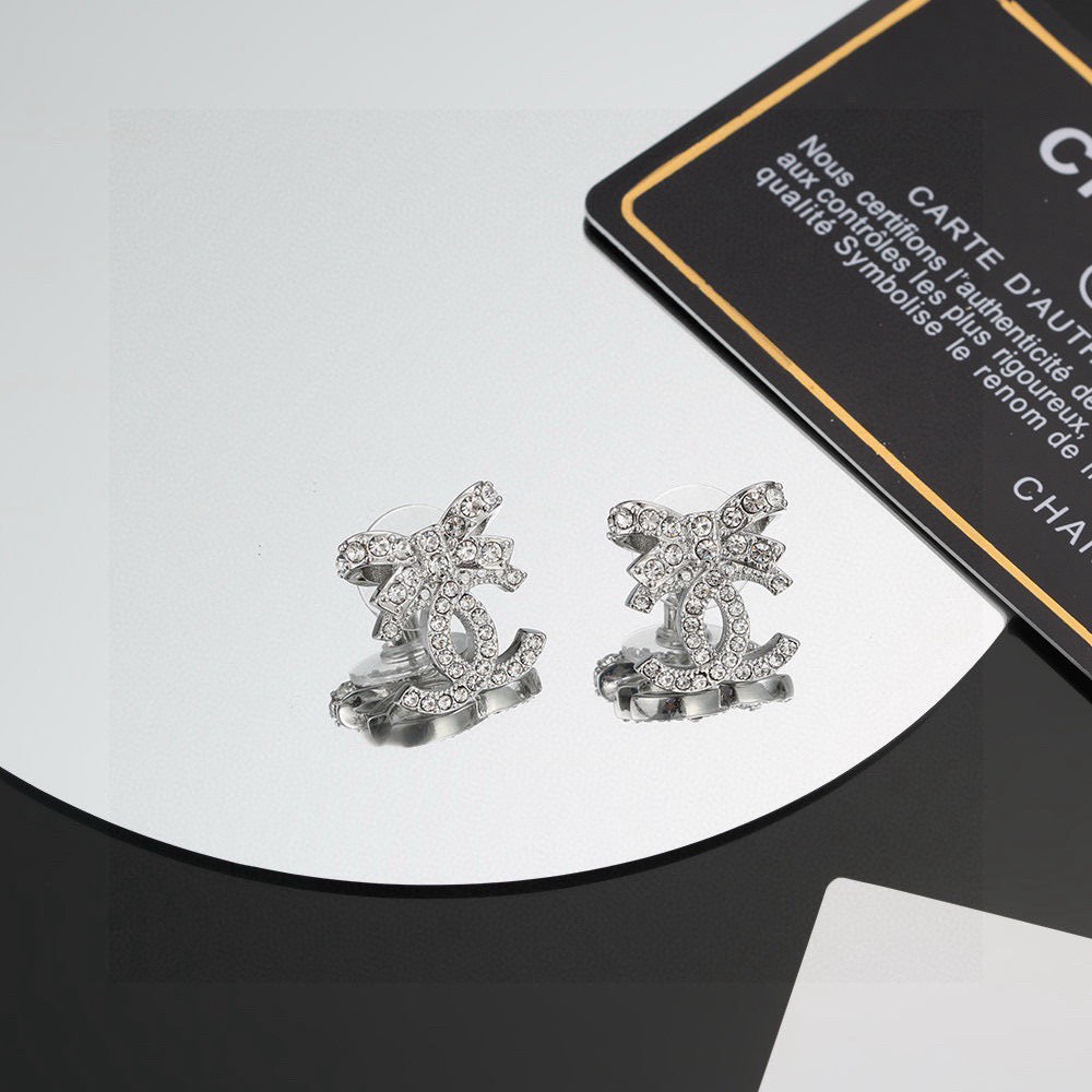 silver 925 sterling silver butterfly Stud Earrings for women - alternate angle view 3