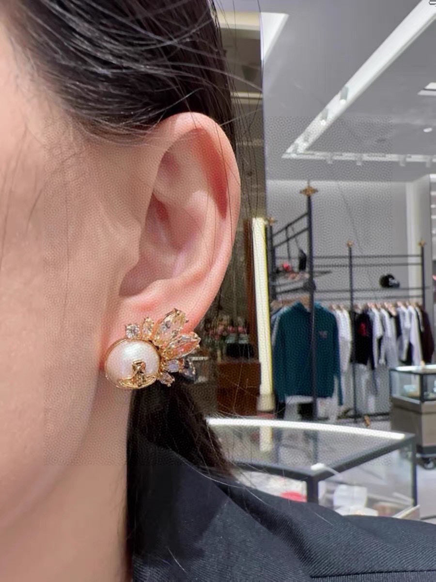 teal leather elegant Stud Earrings for women - alternate angle view 3