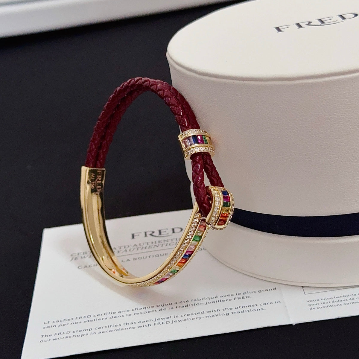 red crystal horseshoe Bangle for women - alternate angle view 5