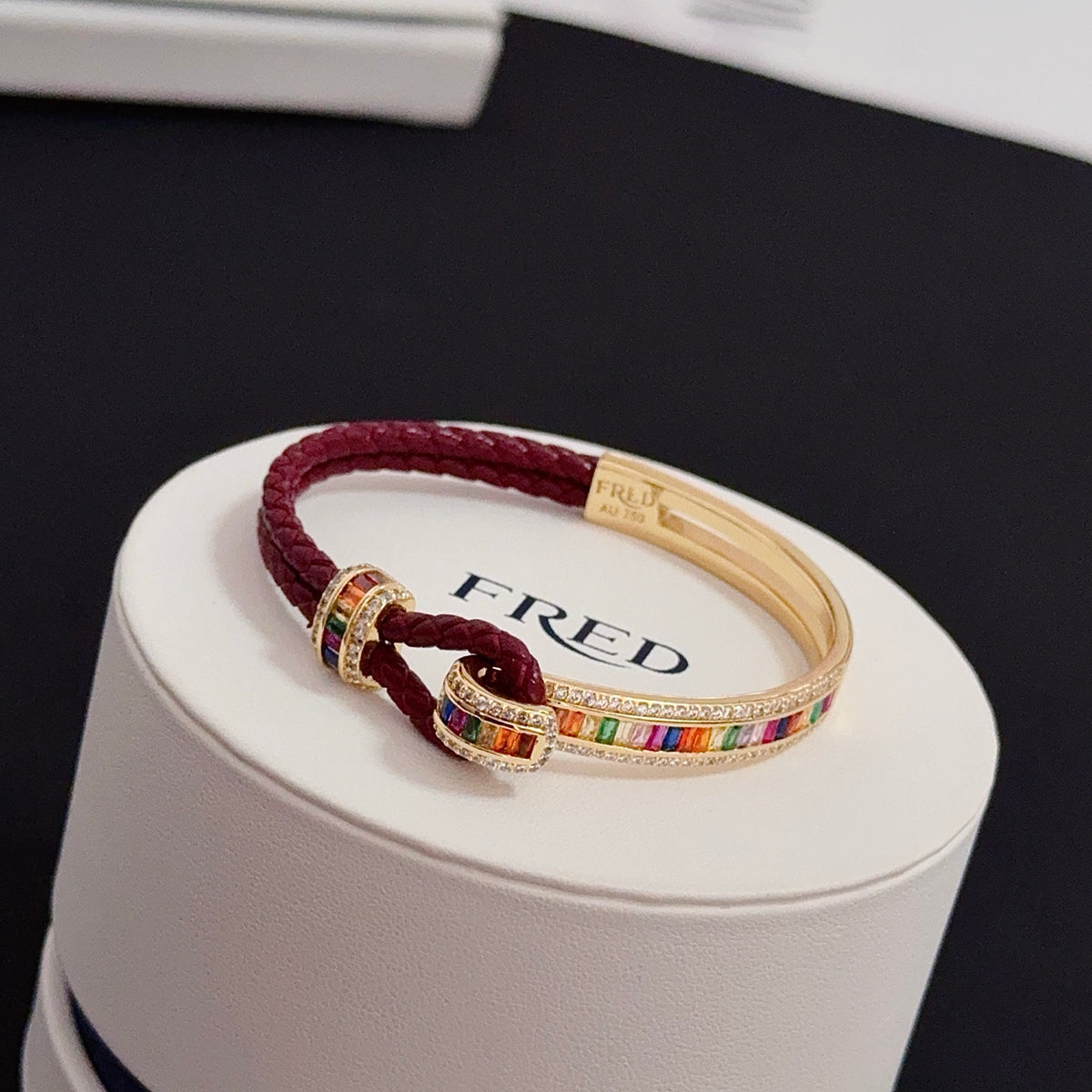 red crystal horseshoe Bangle for women - alternate angle view 9