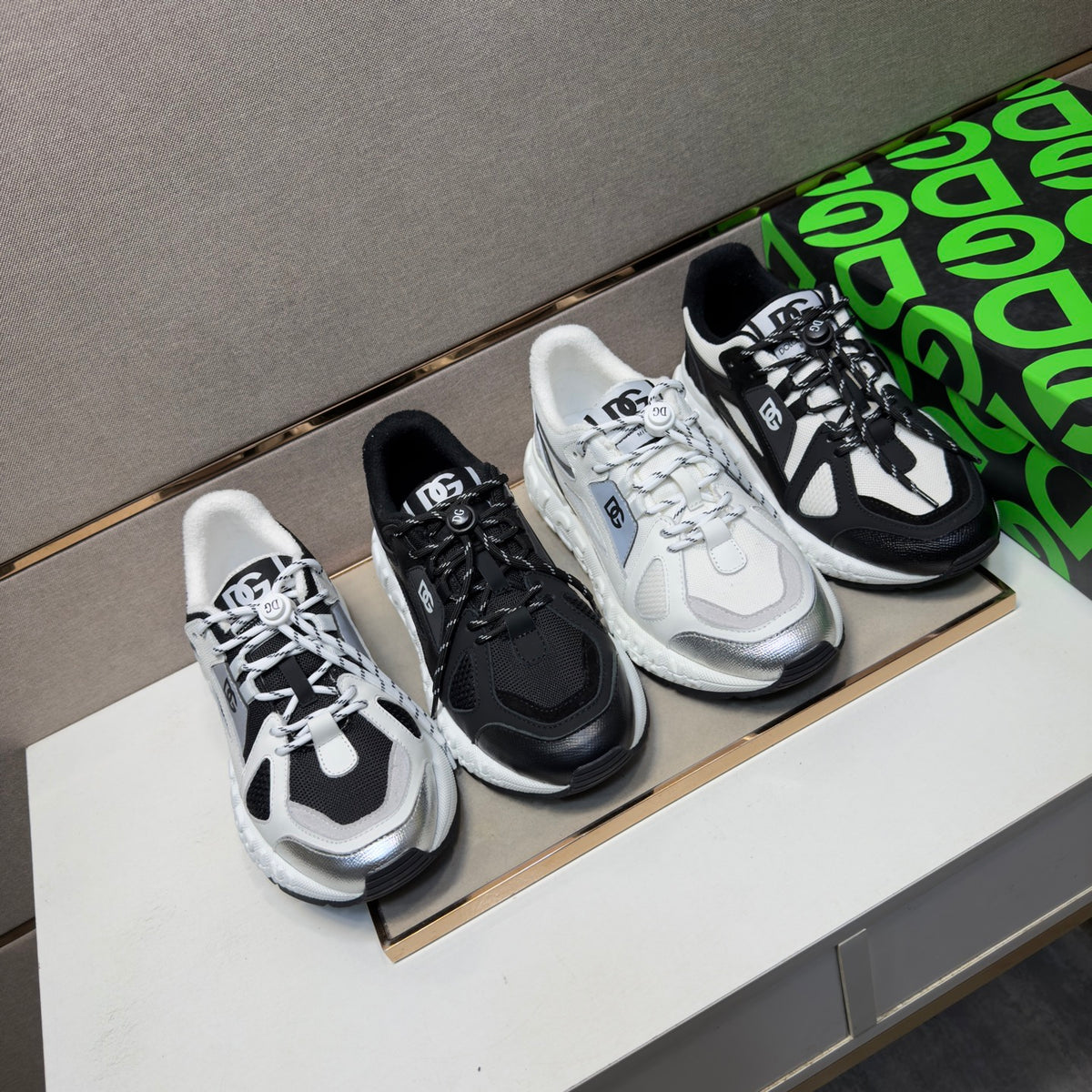 Dolce & Gabbana DG Men's Multi-Material Casual Sneakers 4 Colors