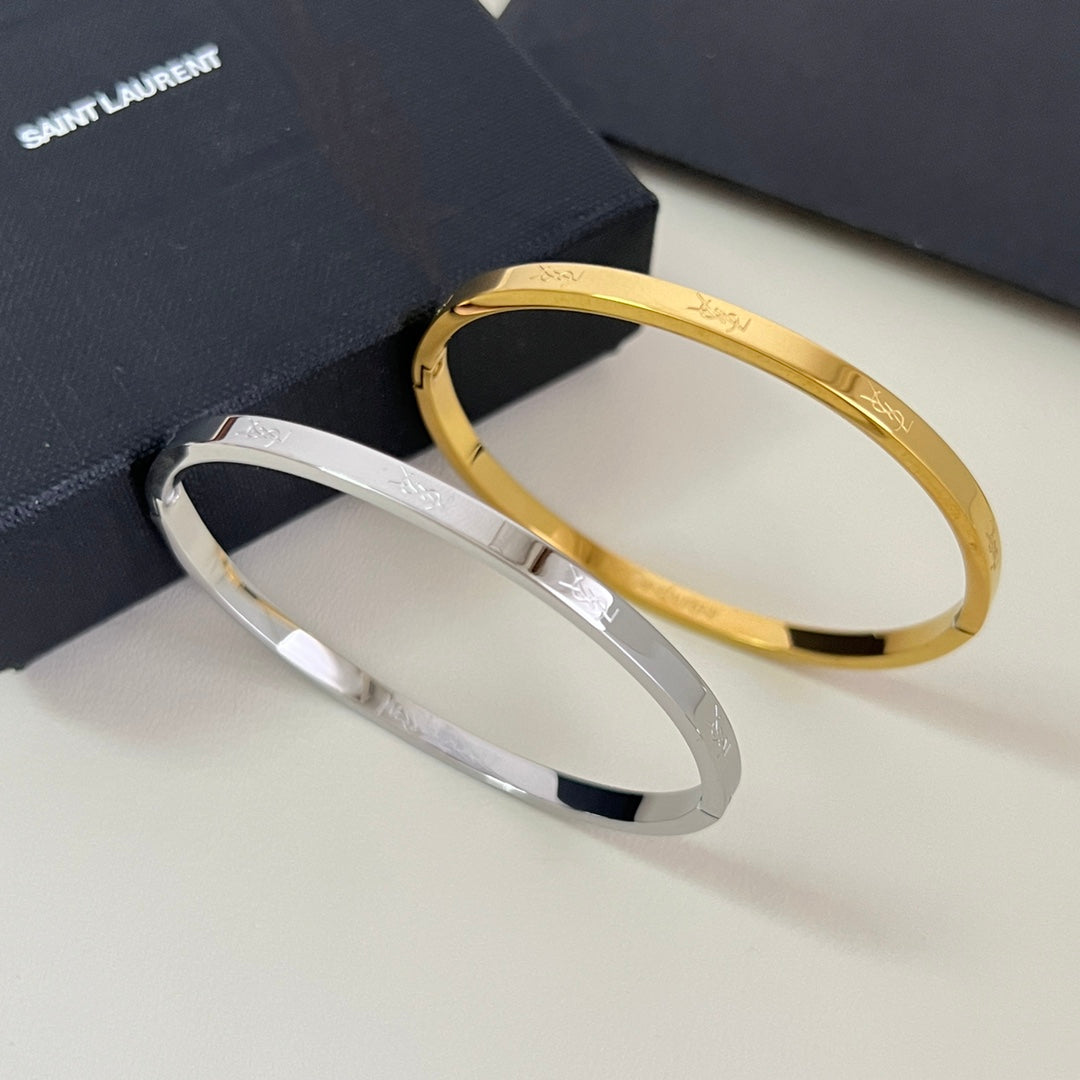 yellow brass elegant Bangle for women - alternate angle view 3