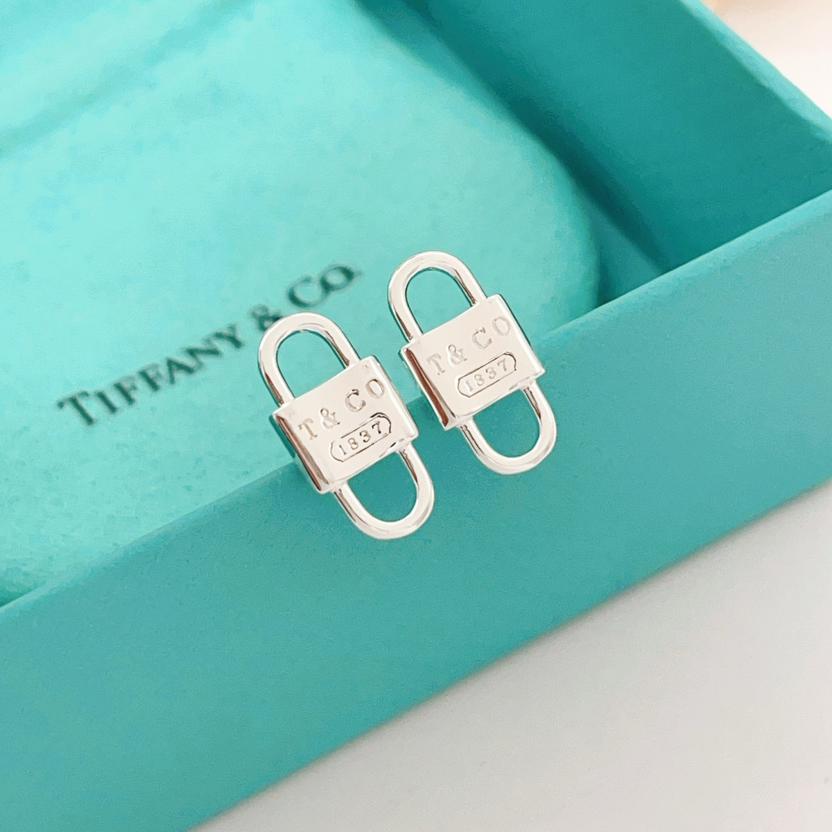 silver brass luxury Stud Earrings for women - alternate angle view 6