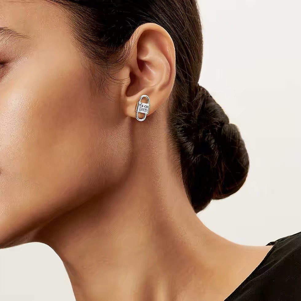 silver brass luxury Stud Earrings for women - alternate angle view 8