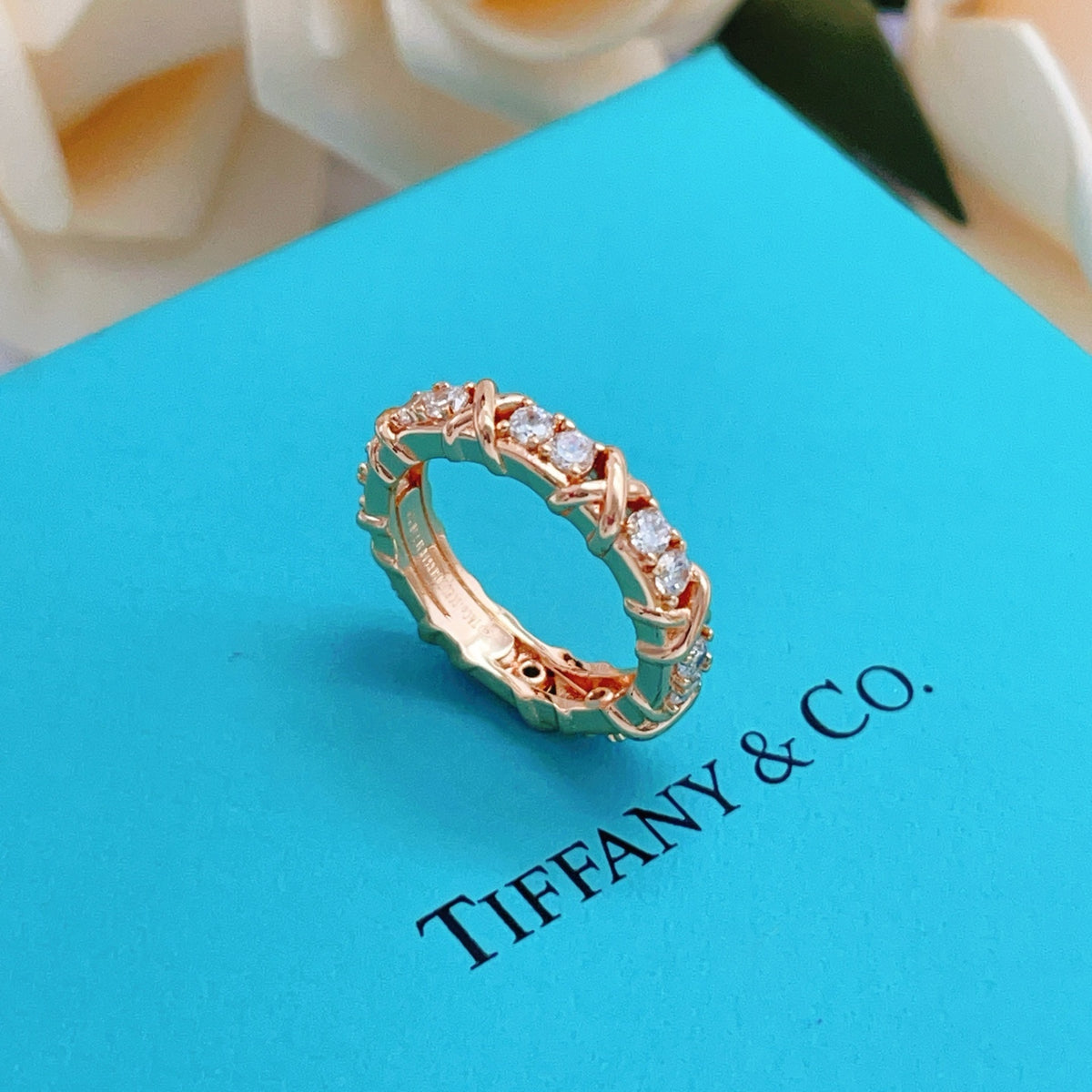 rose gold brass rose Ring for women - alternate angle view 4