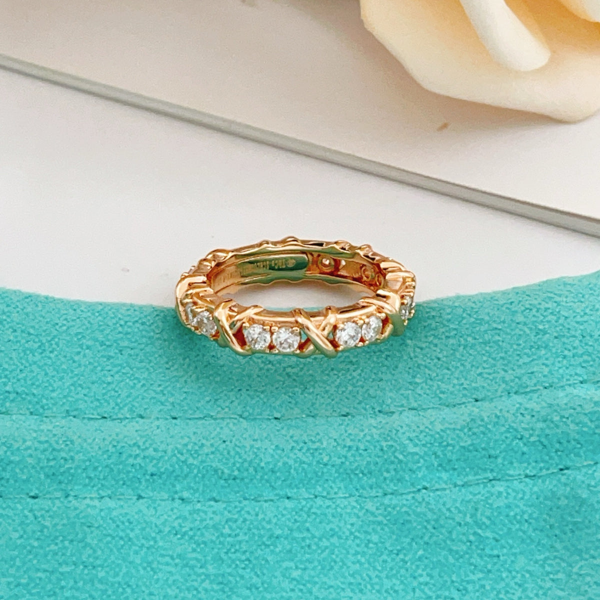 rose gold brass rose Ring for women - alternate angle view 3