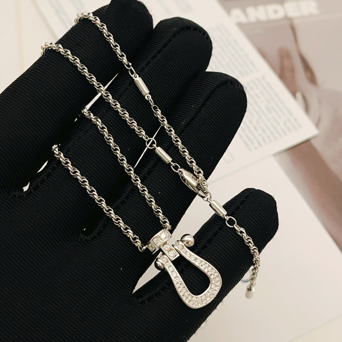 silver brass tassel Necklace for women - alternate angle view 3