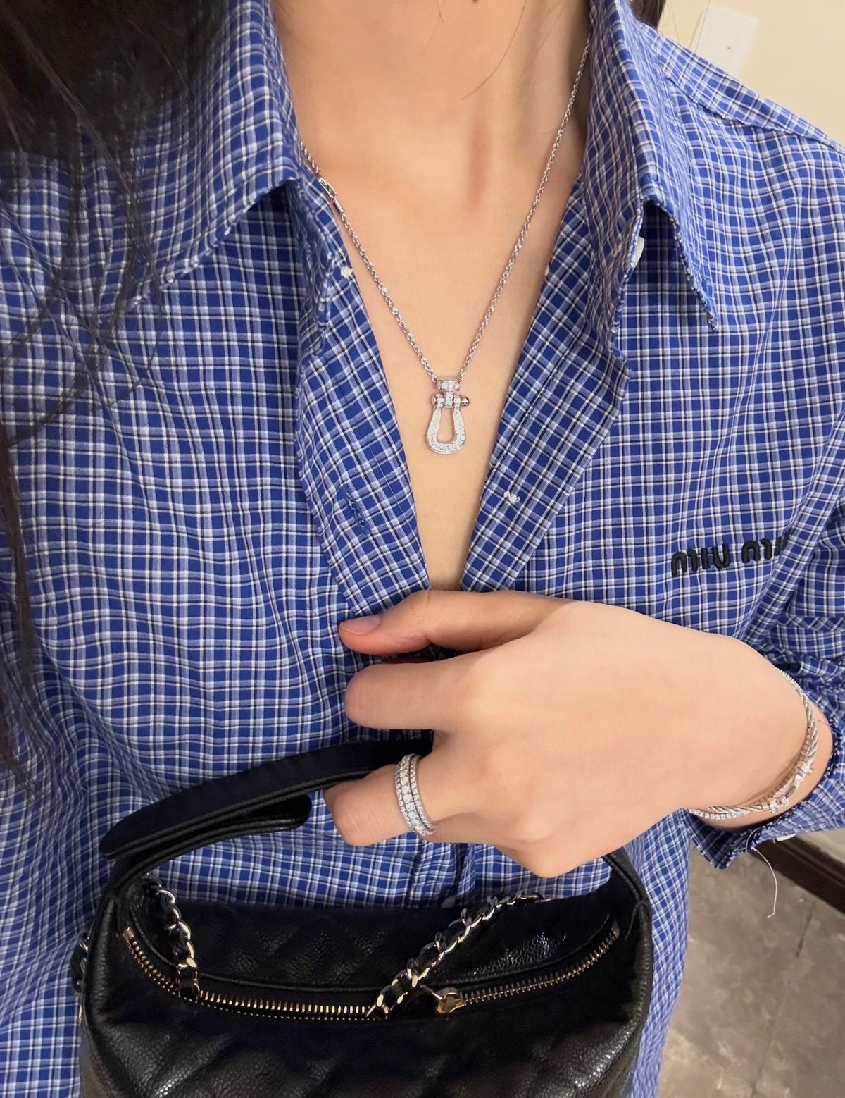 silver brass tassel Necklace for women - alternate angle view 10