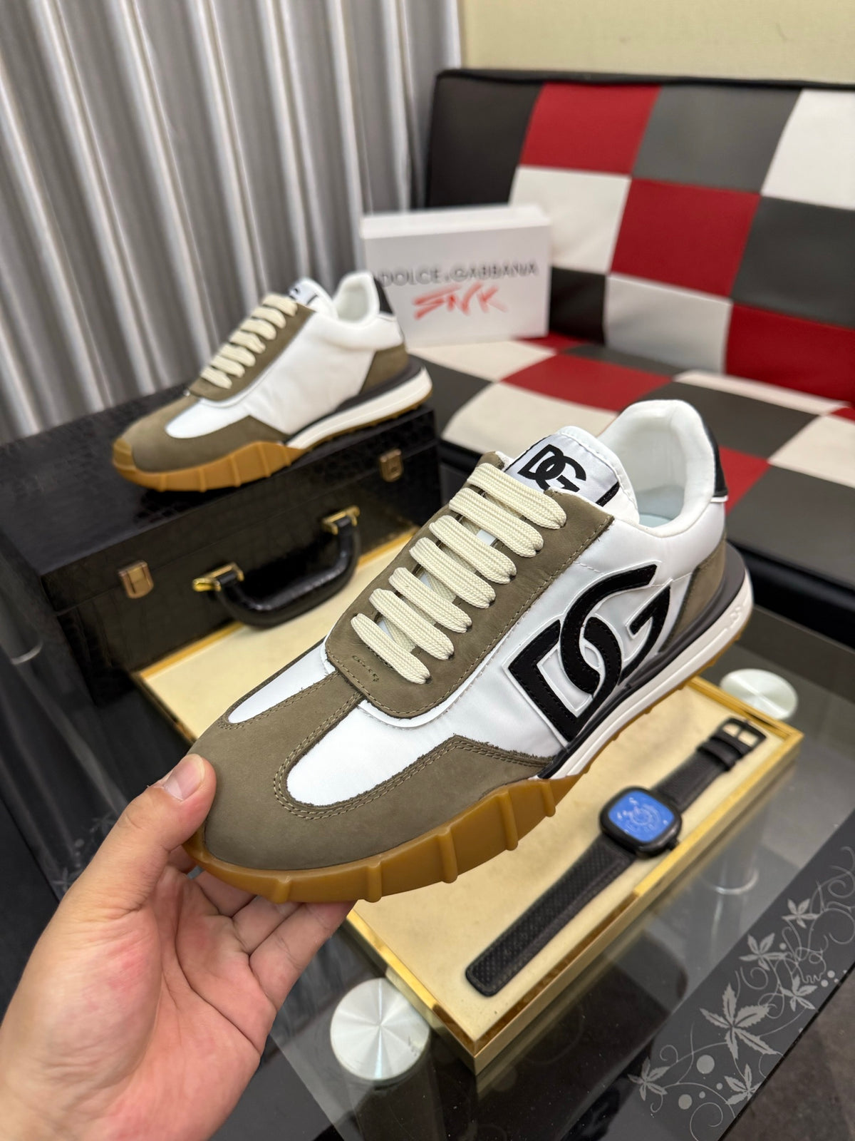 Dolce & Gabbana DG Silk Calfskin & Nubuck Casual Sneakers