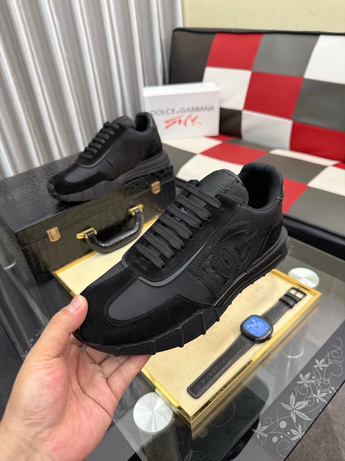 Dolce & Gabbana DG Silk Calfskin & Nubuck Casual Sneakers