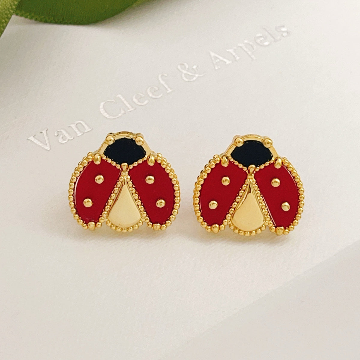 gold brass luxury Stud Earrings for women - product detail view